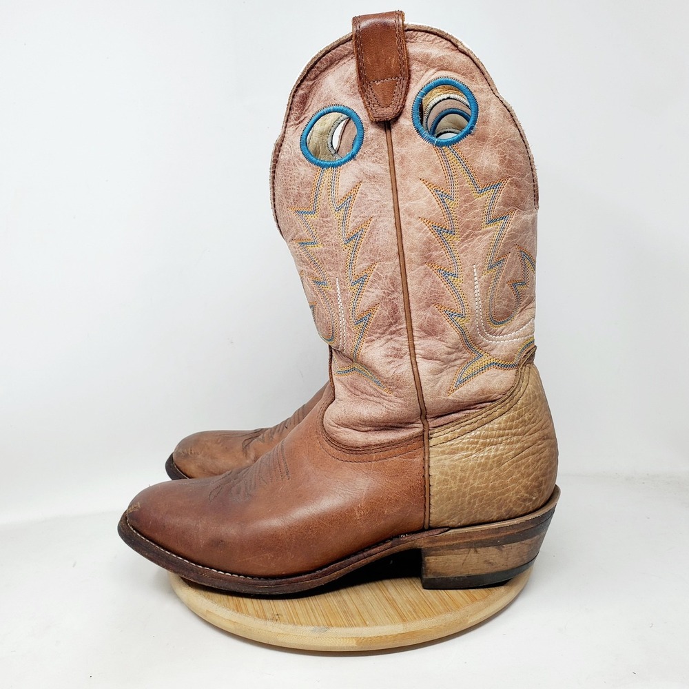 Boulet‎ Boots Mens 8.5 E Brown Leather Cowboy Porthole Shoes Distressed WORN